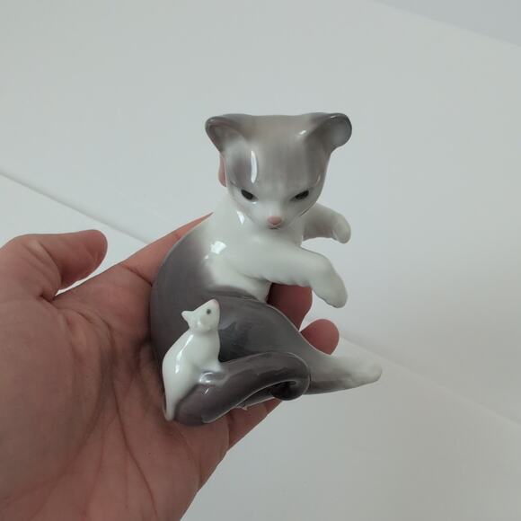 LLADRO Handmade in Spain Cat Mouse Porcelain Collectible Figurine 1994 Glossy - Picture 4 of 12